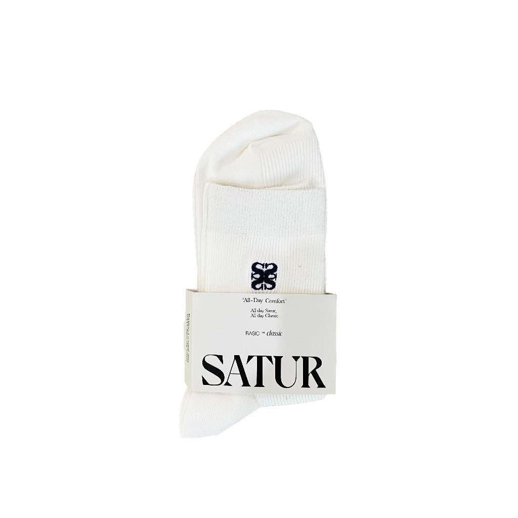 SATUR ถุงเท้า รุ่น All Day Satur Plain Socks White