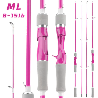 คันเบ็ดตกปลาคุณภาพสูง ML, รอกตกปลาสีชมพู + สาย PE สีชมพู เหมาะสำหรับตกปลาเบส/ปลาช่อน มีให้เลือกสองขนาด