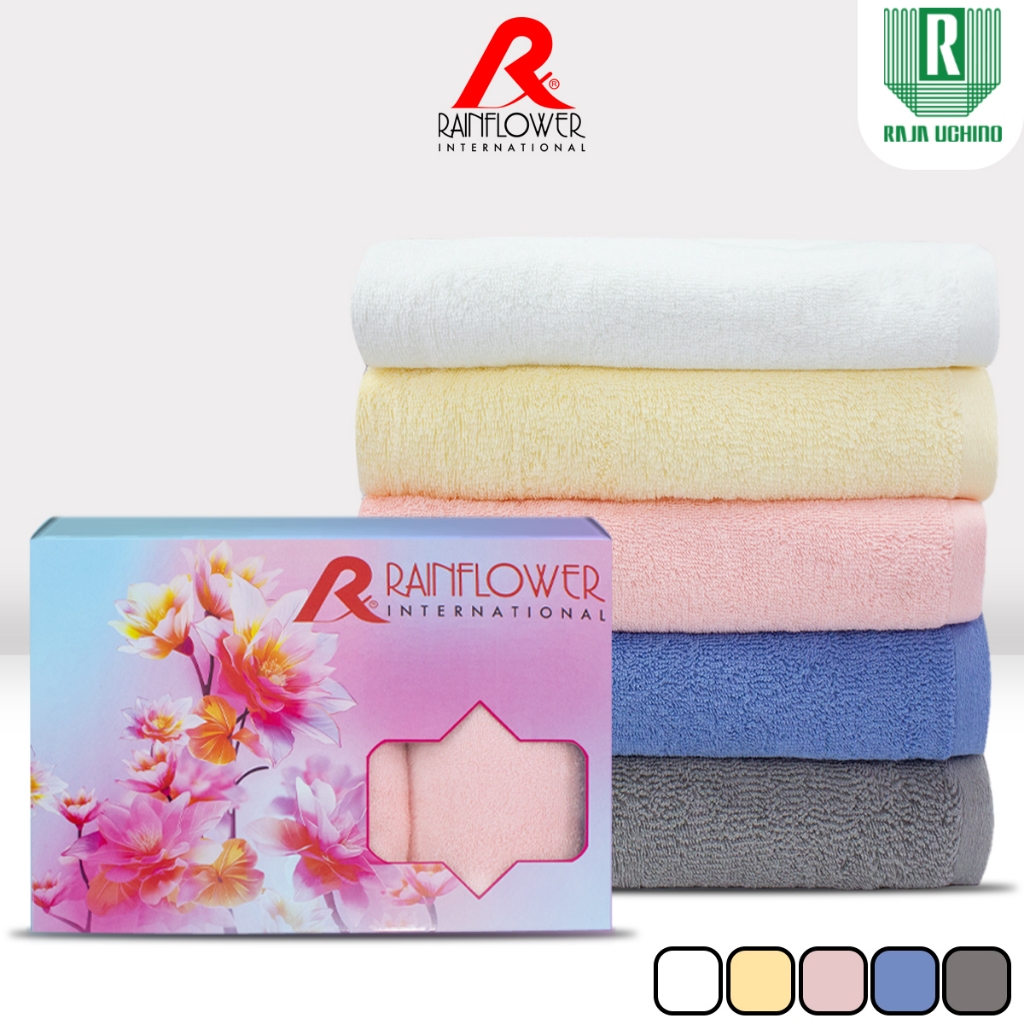 GIFTSET BOX RAINFLOWER GOLD COLLECTION (ผ้าพื้น) ขนาด 70x135 cm. เช็ดผม ขนาด 34x85 cm. [ TTG273B7 ]