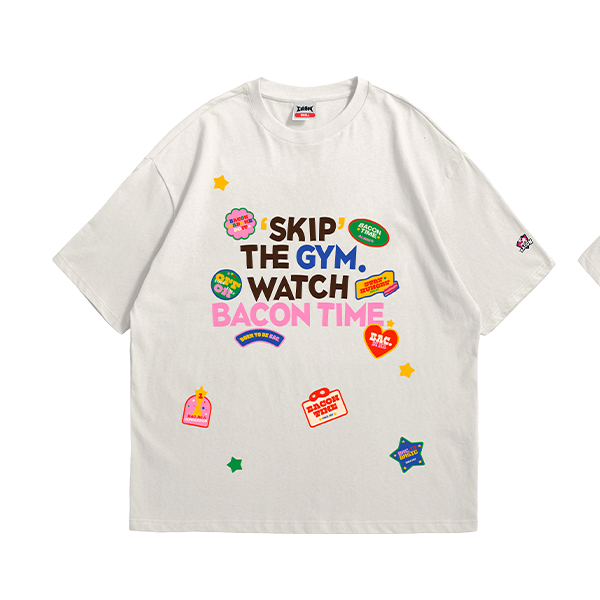 Bacon Time | BAC. GYM SKIP [Walnut] T-Shirt เสื้อยืด แขนสั้น ทรงโอเวอร์ไซส์
