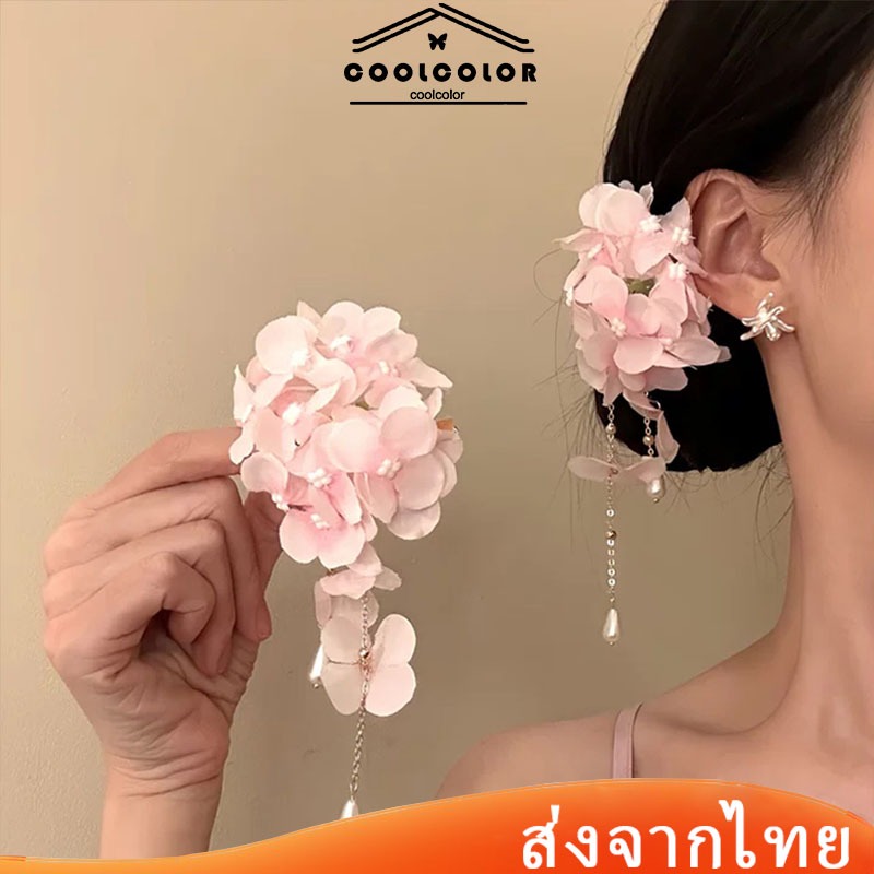 ในไทย💖กิ๊บติดผมดอกไมประดับพู่้จี้มุก แฟชั่นฤดูร้อนสไตล์สงกรานต์สวยหรูคลิปด้านข้างสําหรับผู้หญิงของขวัญ.COD