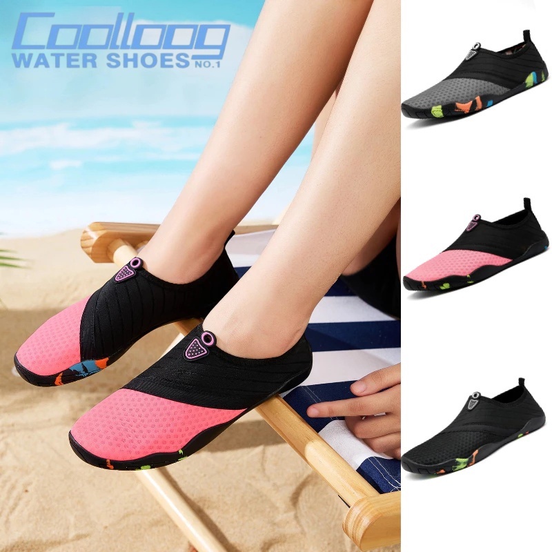 รองเท้าชายหาด Coolloog รองเท้าว่ายน้ำพื้นนุ่มกันลื่นรองเท้าโยคะแห้งเร็วรองเท้าฝึกซ้อมกีฬาในร่ม