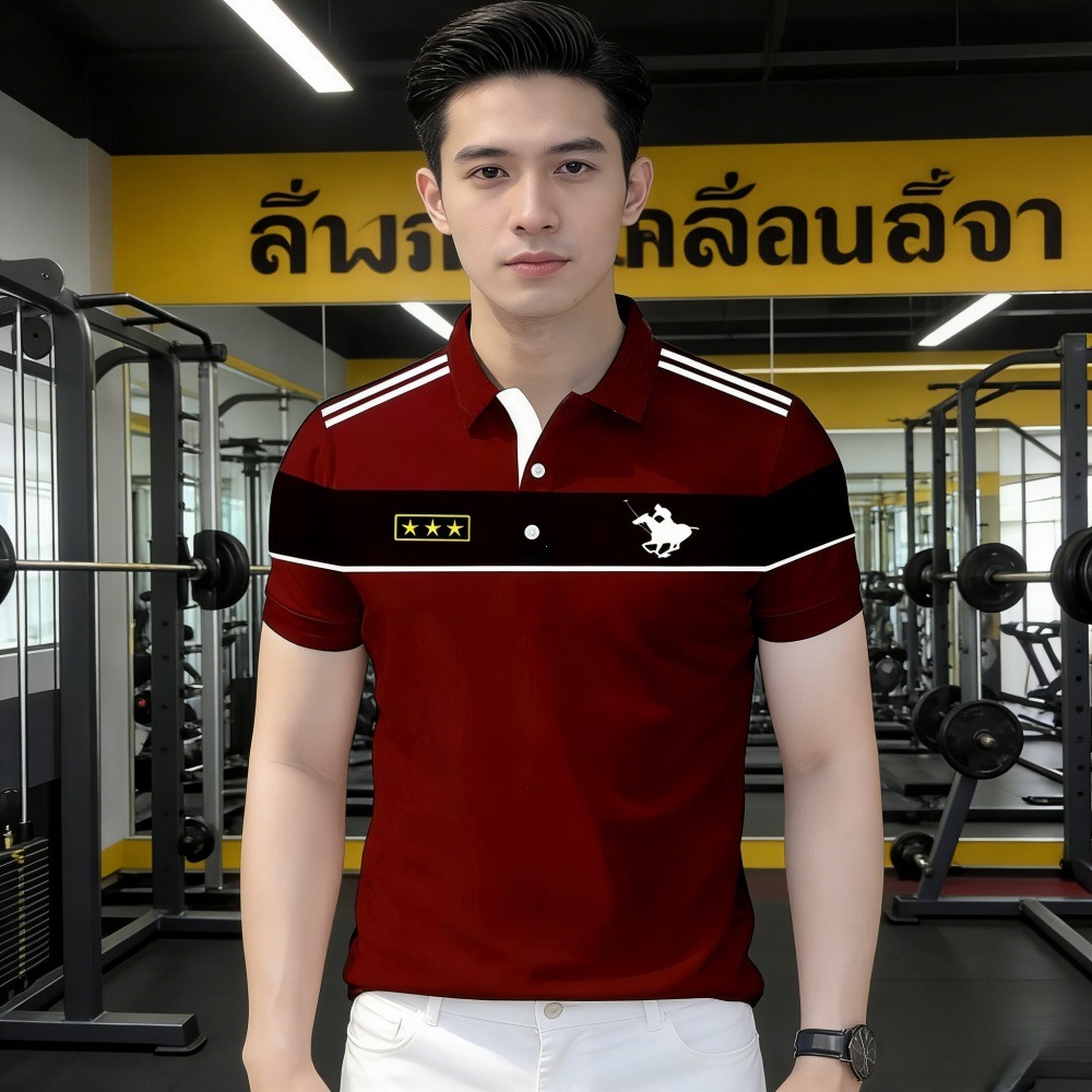 [จัดส่งภายใน 1-3 เสื้อโปโลแฟชั่น สีตัดกัน แขนสั้น ระบายอากาศได้ดีเนื้อผ้าระบายอากาศได้ดี