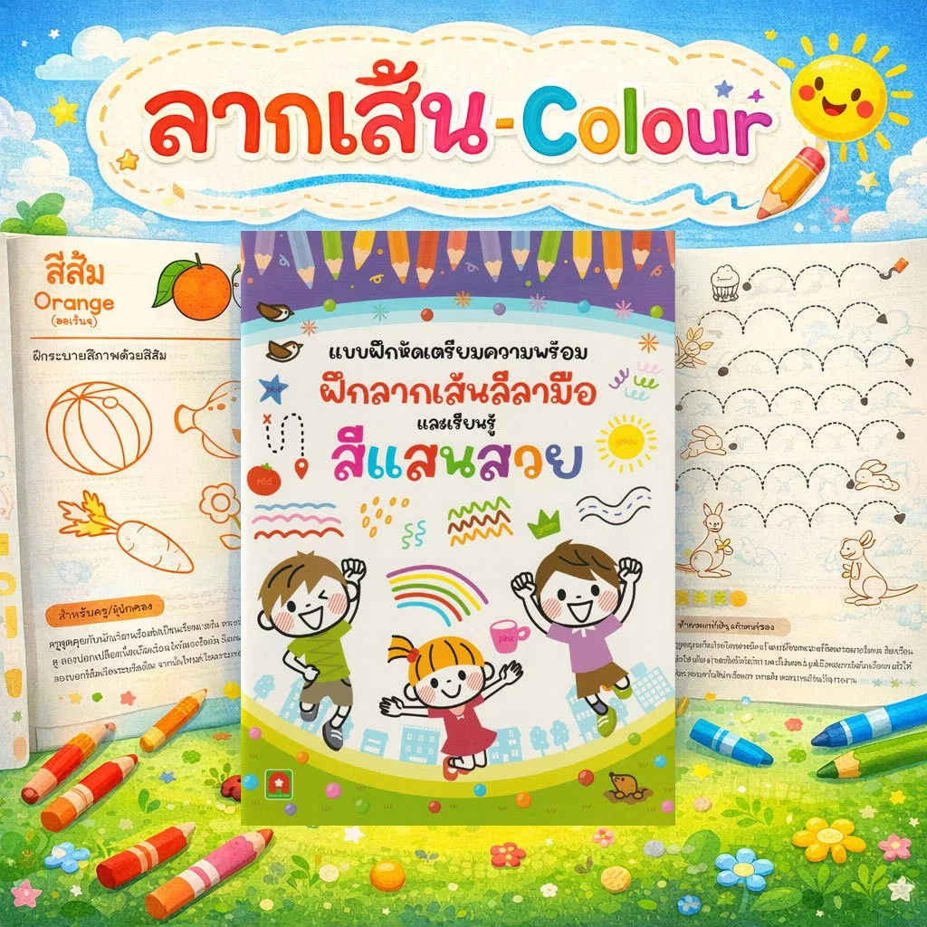 Aksara for kids หนังสือเด็ก แบบฝึกหัด ฝึกลากเส้น ลีลามือ สีแสนสวย (ปรับปรุงใหม่)