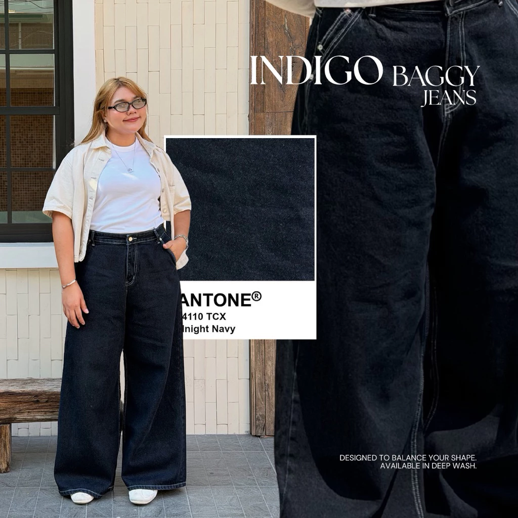 กางเกงยีนส์สาวอวบรุ่น Indigo jeans ( กระเป๋าเฉียง)