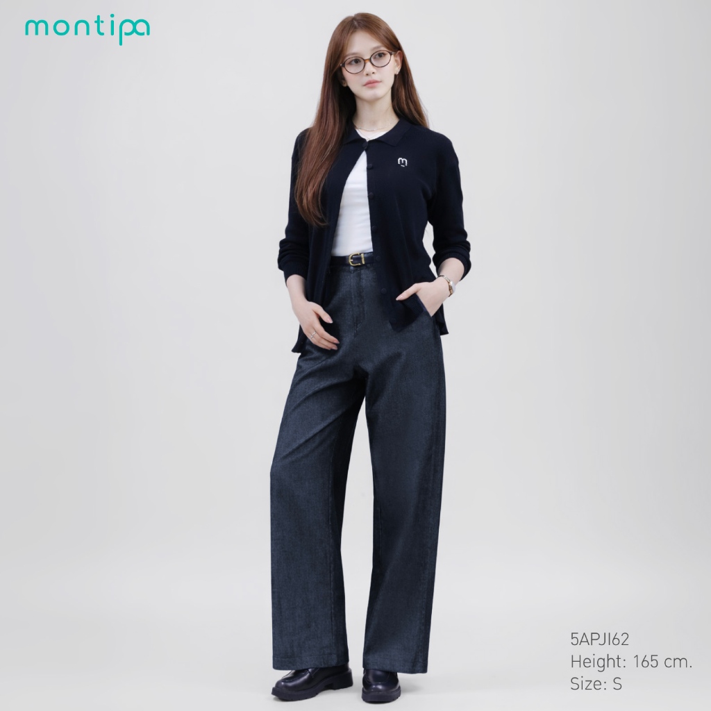 Montipa กางเกงยีนส์ทรงเบสิก กระดุมและซิปหน้า 5APJI62