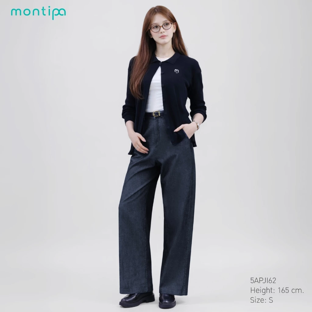 Montipa กางเกงยีนส์ทรงเบสิก กระดุมและซิปหน้า 5APJI62
