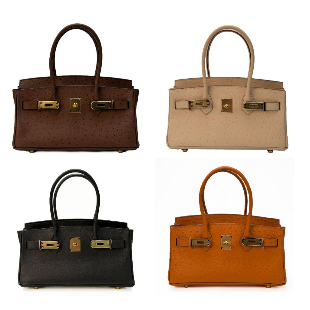 Shoulder Bag 30 cm หนังวัวแท้ หนัง Ostrich พร้อมส่ง