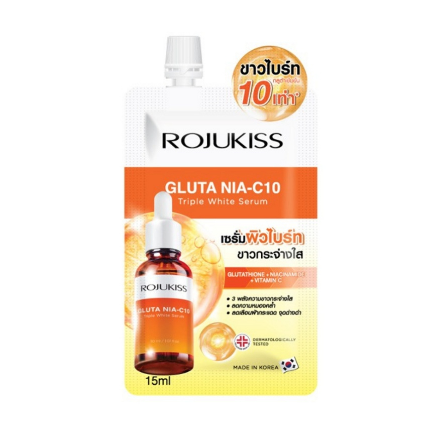 Rojukiss Gluta Nia-C10 Triple White Serum โรจูคิส กลูต้า ไนอะ ซี10 ทริปเปิ้ล ไวท์ เซรั่ม ( ซอง )