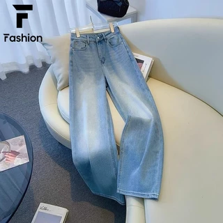สุดคุ้ม! กางเกงยีนส์เอวสูง ทรงกระบอกใหญ่ Unisex ใส่ได้ทั้งชายหญิง ลุคเกาหลีสไตล์LISA สายเปรี้ยว แมทง่าย เนื้อผ้าไม่อึดอั