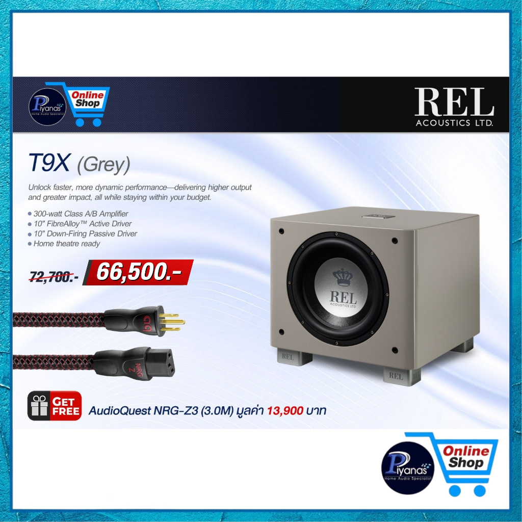 REL ACOUSTICS : T9X (GREY) /Piyanas electric/ปิยะนัส อิเล็คทริคส์