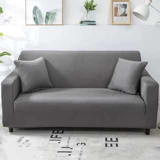 allgen ผ้าคลุมโซฟาสีทึบ 1/2/3/4 ที่นั่ง กันลื่นกันฝุ่น Sofa Cover ผ้าหุ้มโซฟายืดหยุ่น แถมปลอกหมอน