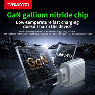 TRANYOO US9GaN ที่ชาร์จเร็วซูเปอร์ 2-in-1มีชิปอัจฉริยะGaNในตัว พร้อมสายข้อมูล Type-C คู่มือ ใช้งานได้กับอุปกรณ์ทุกชนิด