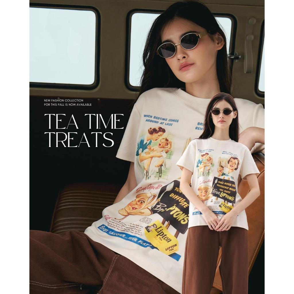 BCTS38 Tea Time Treats - เสื้อยืดลายวินเทจสีครีม