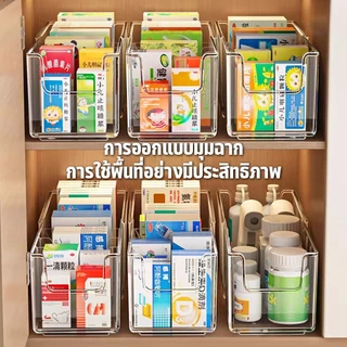 กล่องเก็บของ กล่องจัดยา กล่องพลาสติกใส ใส 4 ช่อง ยืดหดได้ วัสดุอะคริลิค จัดเก็บสิ่งของทั่วไป ส่งจากกรุงเทพ COD