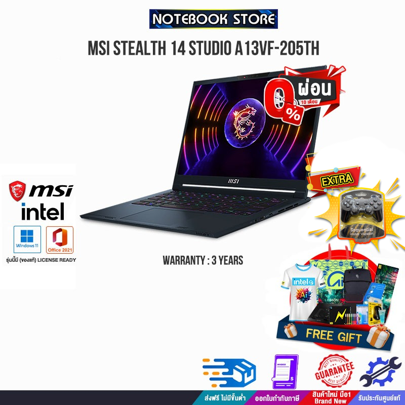 [ผ่อน 0% 10 ด.]MSI STEALTH 14 STUDIO A13VF-205TH/i7-13620H/