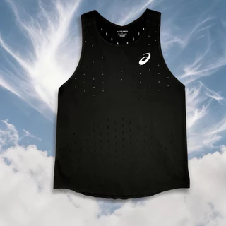 (LogoASlC)เสื้อกล้ามวิ่งทรงProEliteสีพื้นผ้ารูไร้ตะเข็บแห้งไว