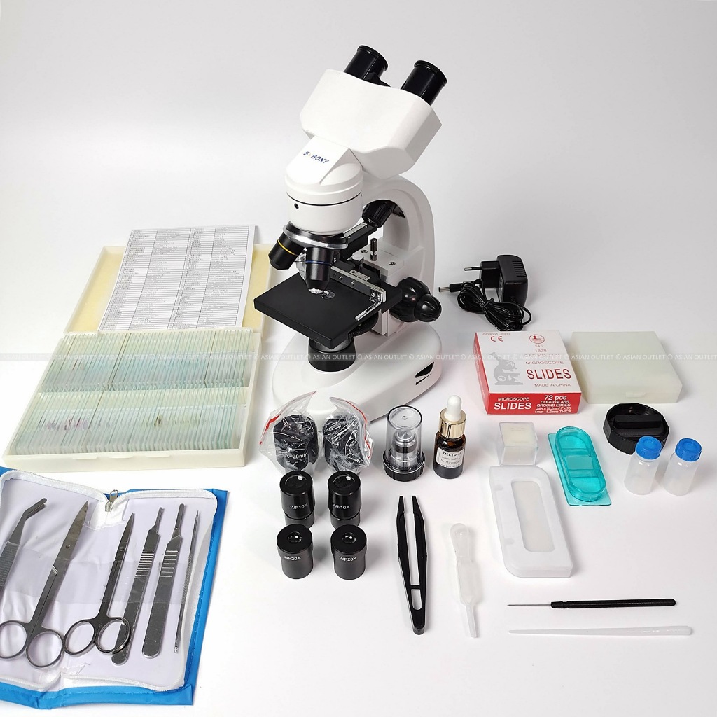 กล้องจุลทรรศน์ SVBONY SV605 มือสอง สภาพดี แถมเลนส์ใกล้วัตถุ 100x สไลด์พืชสัตว์ถาวร 100 ชนิด และของแถ
