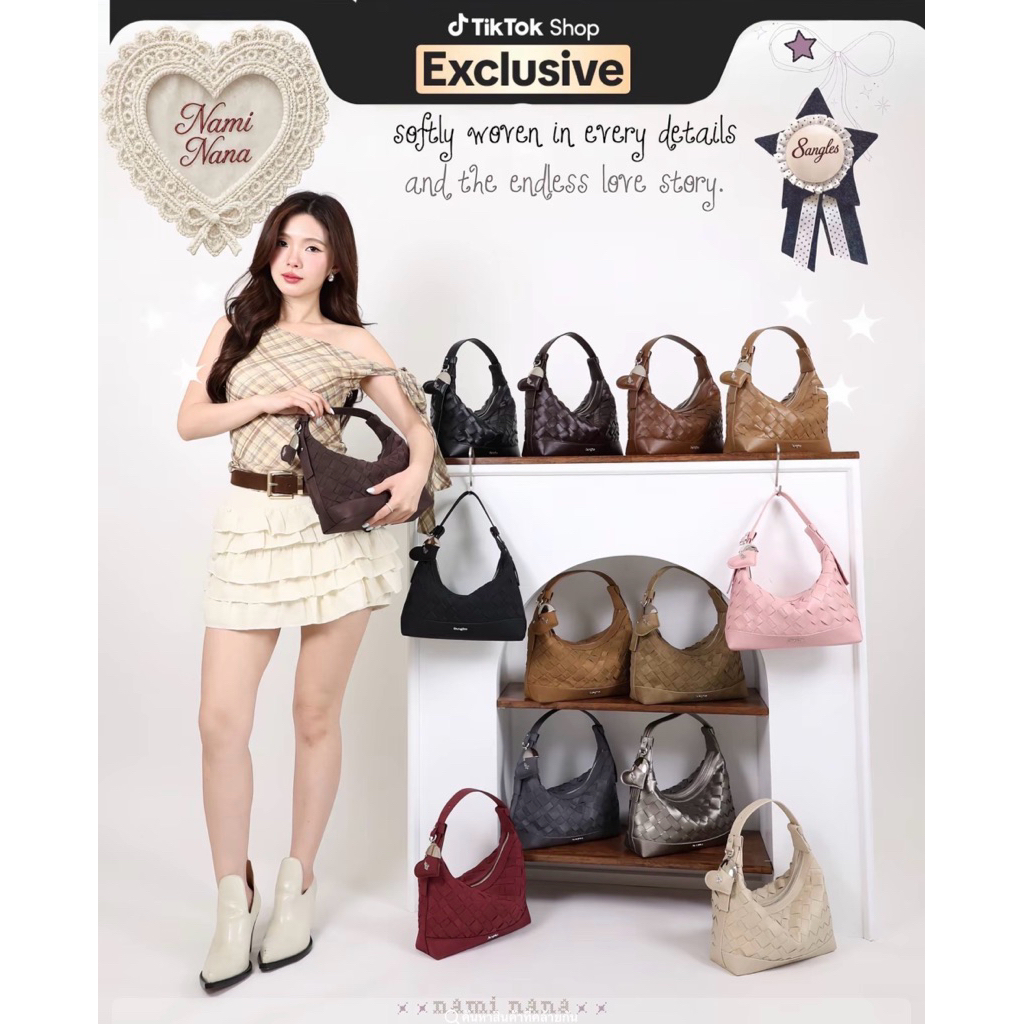 กระเป๋าสาน Nami nana (ขนาด10นิ้ว) จาก 8anglesshop มีสาย2เส้น(สายสั้น-ยาว) *หมดแล้วหมดเลยไม่เติมเพิ่ม*
