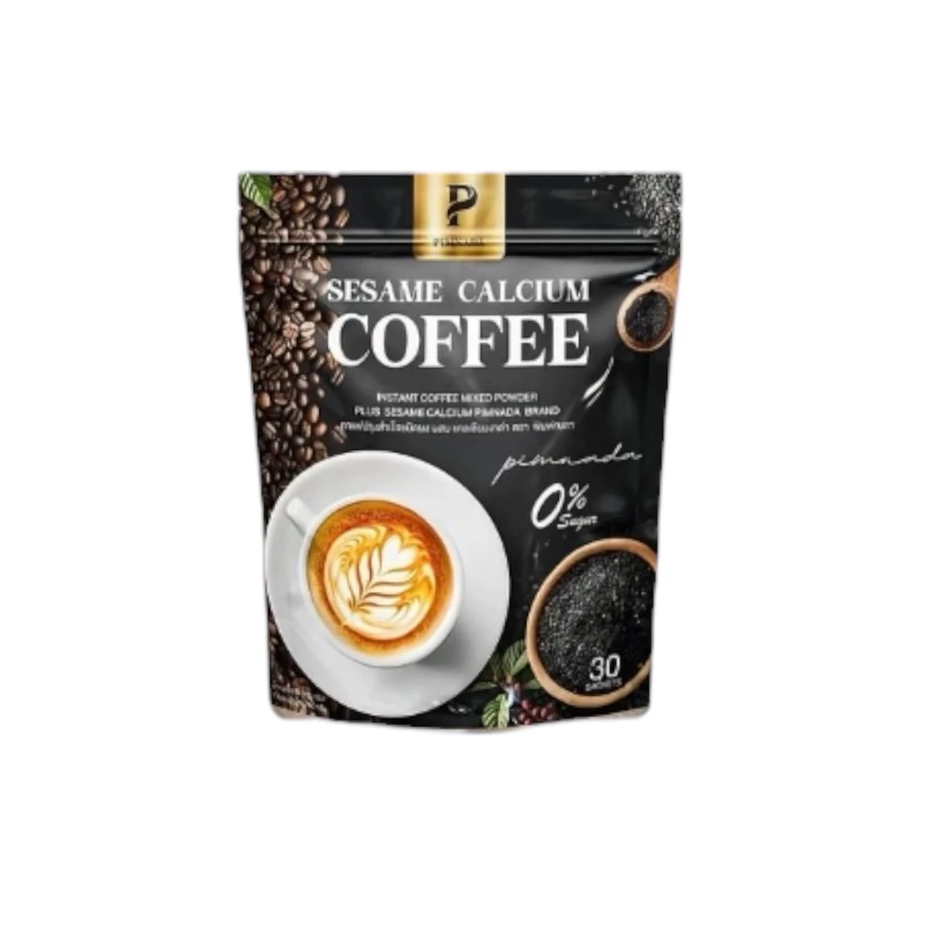 กาแฟปรุงสำเร็จ ผสมงาดำและแคลเซียม พิมพ์ณดา บำรุงกระดูกและข้อต่อ 1ห่อบรรจุ30 ซอง