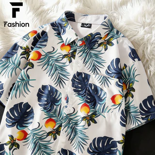 ใส่ได้ทั้งชายหญิง! เสื้อเชิ้ตคู่รัก ลายภาพวาดสีน้ำมันดอกไม้ สไตล์ฮาวาย Unisex