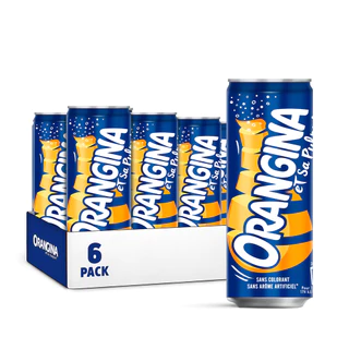[ยกแพ็ก 6 กระป๋อง] Orangina เครื่องดื่มน้ำส้มผสมโซดา 330 มล. (Sparkling Citrus Beverage)