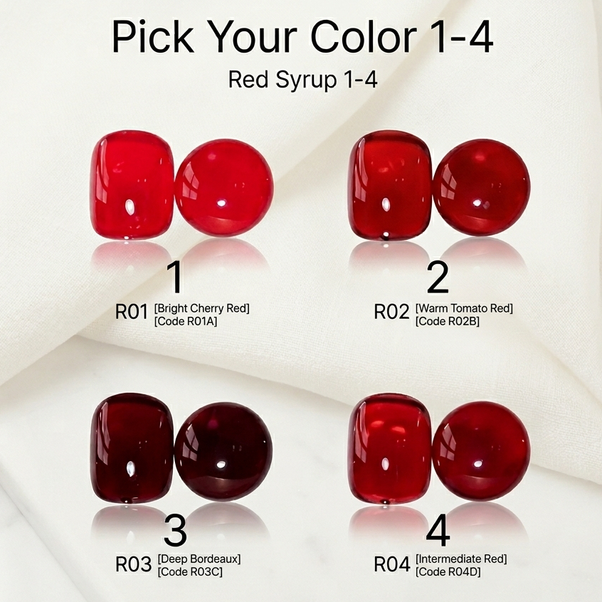รวมสีเจลแดงขายดี แคทอาย ไซรัป สีพื้น ขายแยกขวด (S5001) Red Gel Collection Cat Eye / Syrup / Classic