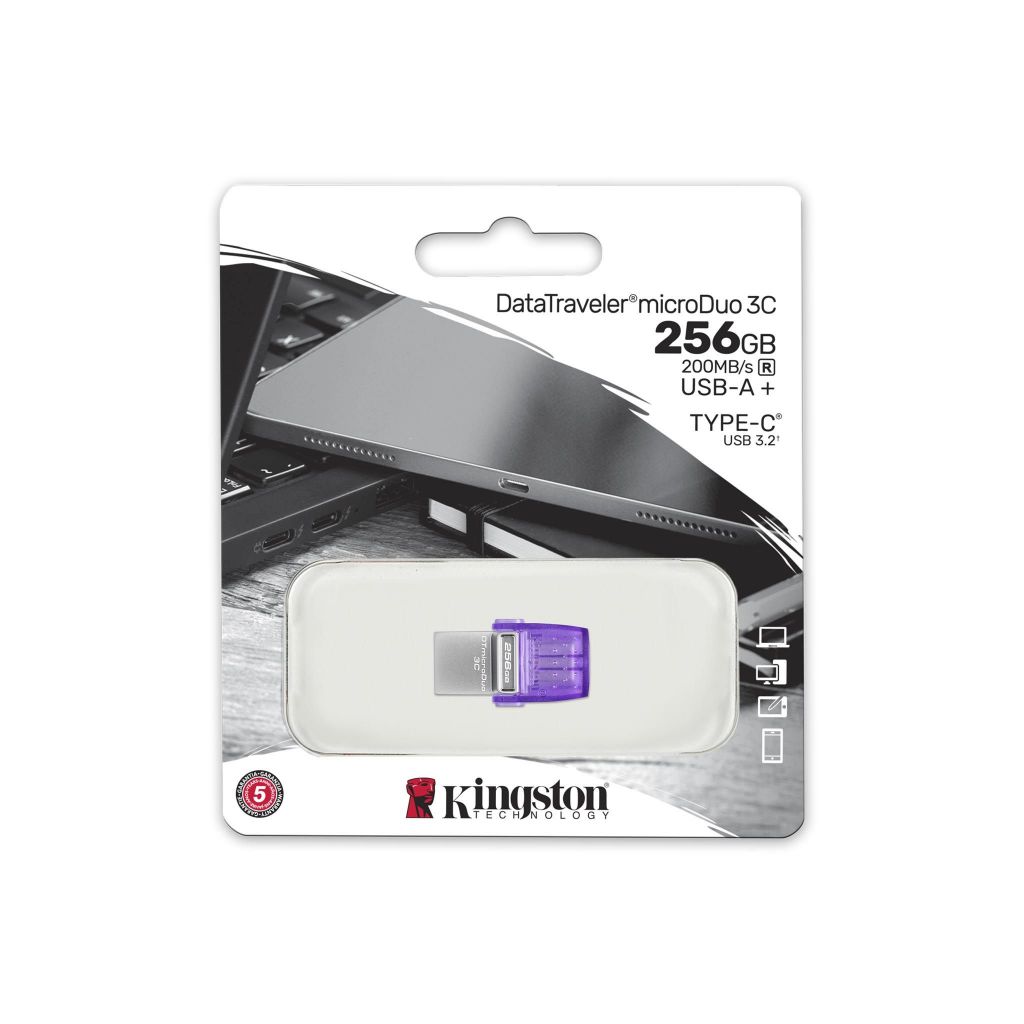 Kingston 256GB DataTraveler microDuo 3Cแฟลชไดรฟ์ USB Type-C และ Type-A