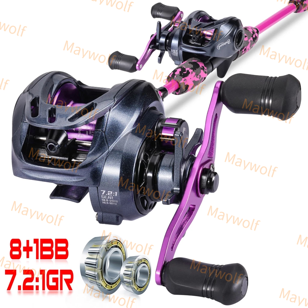 YS Baitcasting Reel 7.2:1 สำหรับปลาช่อนมือใหม่ มีเสียงคลิกตอนปลาสู้ ใช้ได้น้ำจืดและทะเล รอกน้ำหยดคู่สาย พร้อมตกปลาช่อน ค