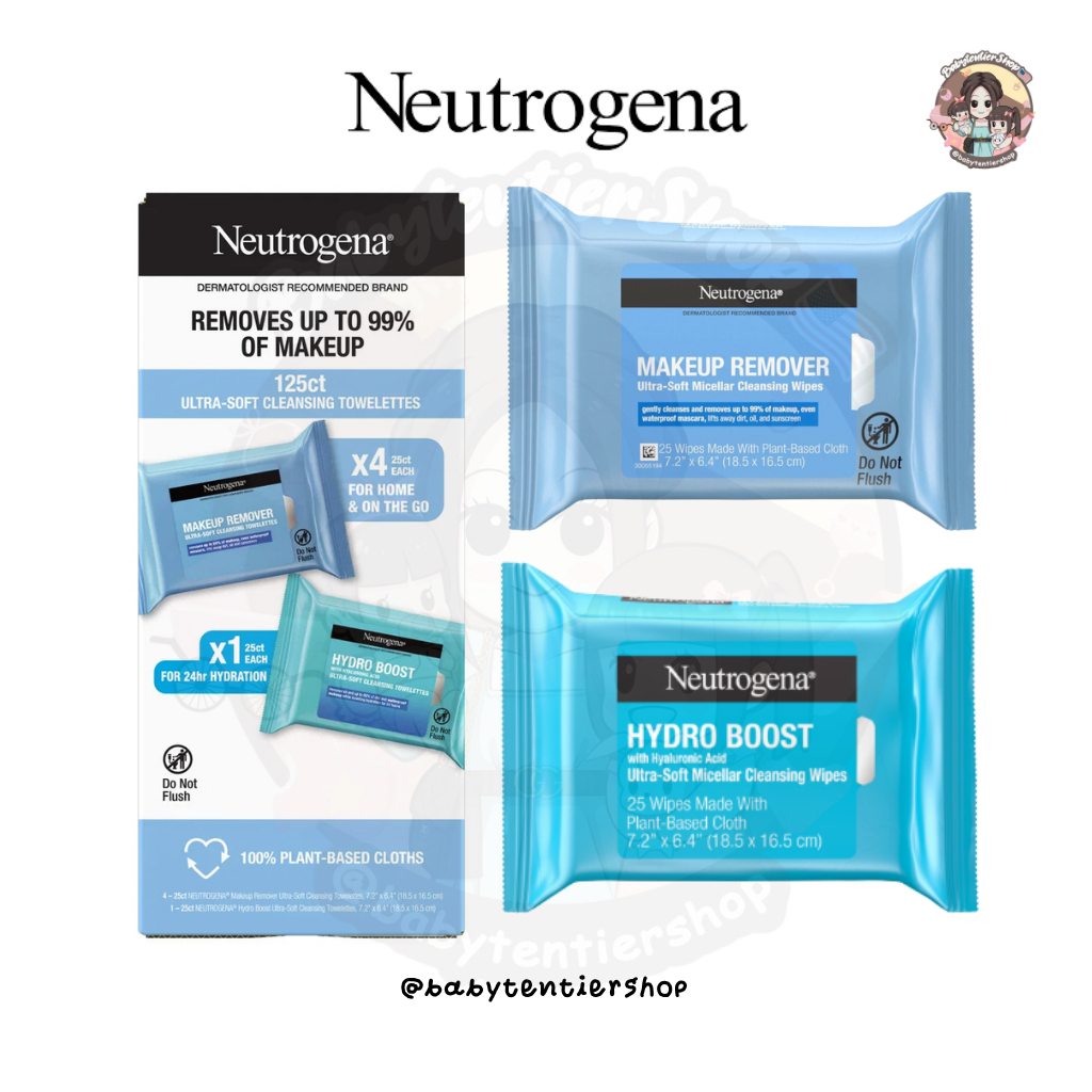 พร้อมส่ง🛵 Neutrogena Makeup Remover Cleansing Wipes ผ้าเช็ดทำความสะอาดเครื่องสำอาง