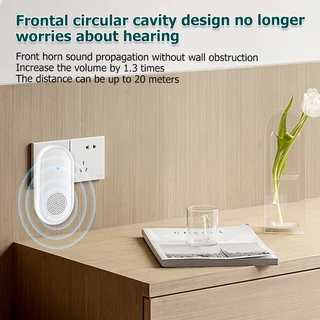 Daytech Wireless Doorbell สหรัฐอเมริกาปลั๊กอินออดสีขาวเรียบง่าย 30M ช่วง 60 ริงโทน 0-110dB