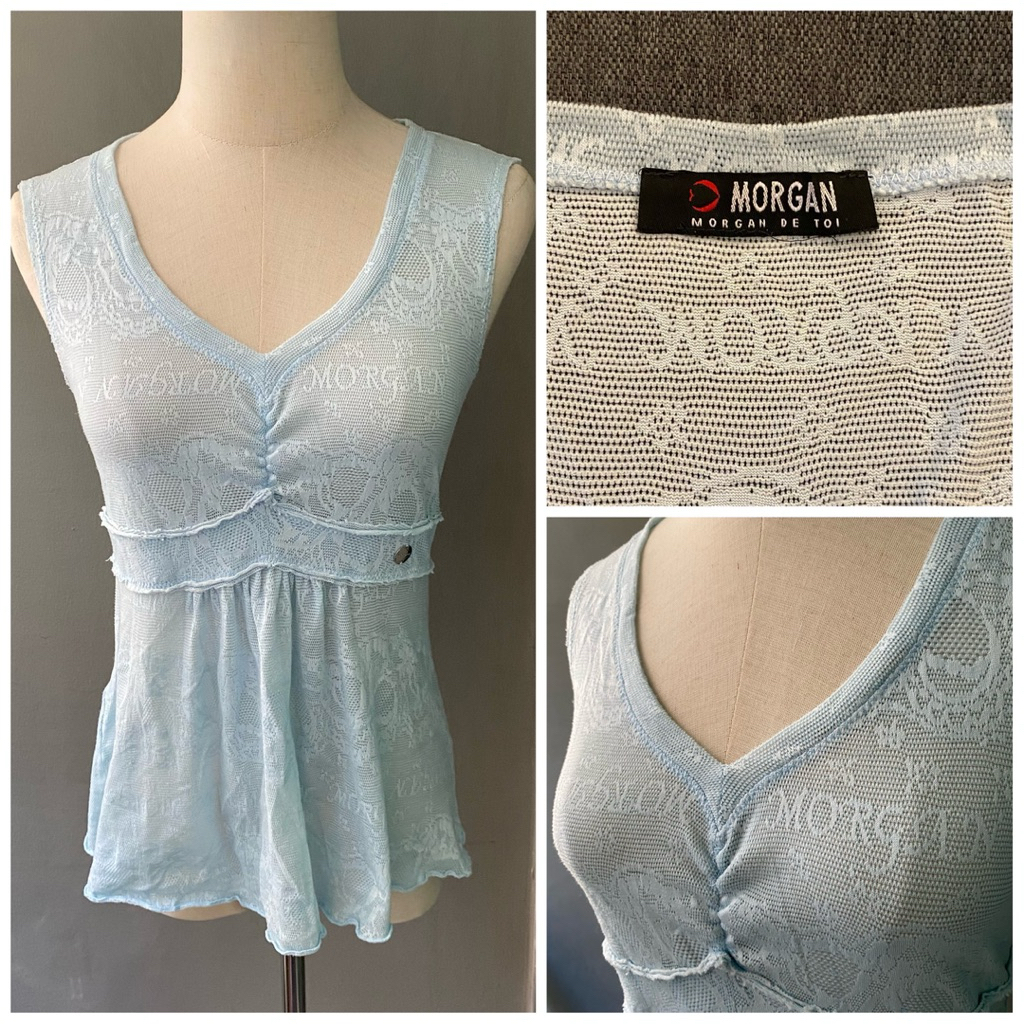 USED Morgan blue sleeveless top
