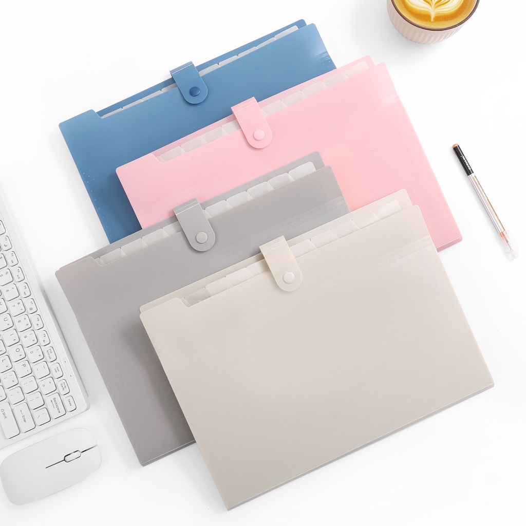 แฟ้มเอกสาร A4 แบบพับ 12 ช่อง สีพาสเทล สำหรับงานสำนักงาน ธุรกิจ เอกสารนักเรียน ใส่กระดาษสอบ
