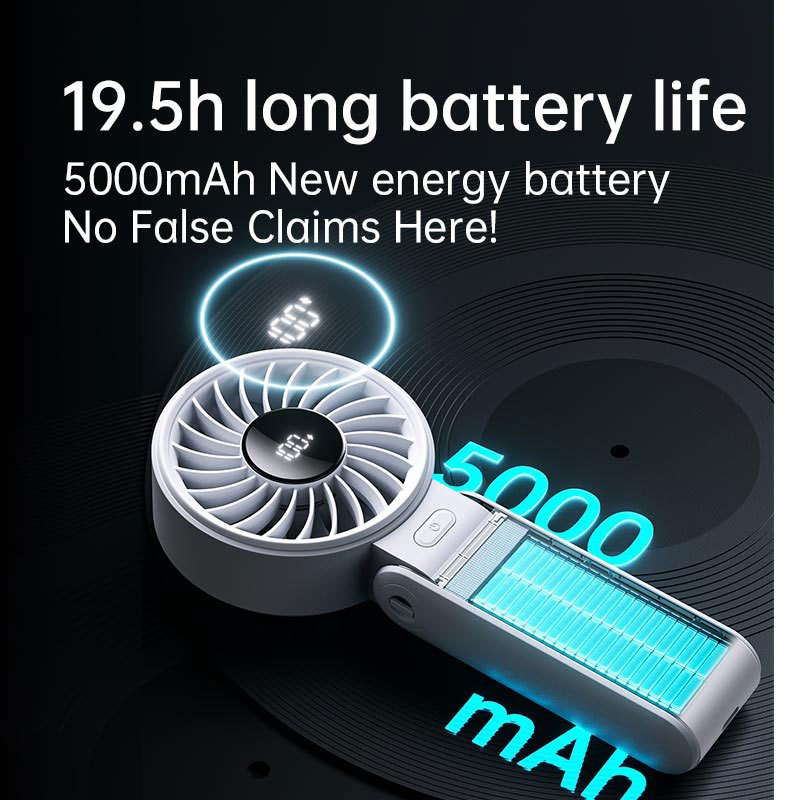 JisuLife Handheld Fan Life7 Mini Fan Portable Rechargeable Fans 5000mAh 19.5h Cooling Time Foldable Hand Fans with 5 Gea ราคา ถูกที่สุด ดีลบีเคเค แกลเลอรีภาพที่ 4