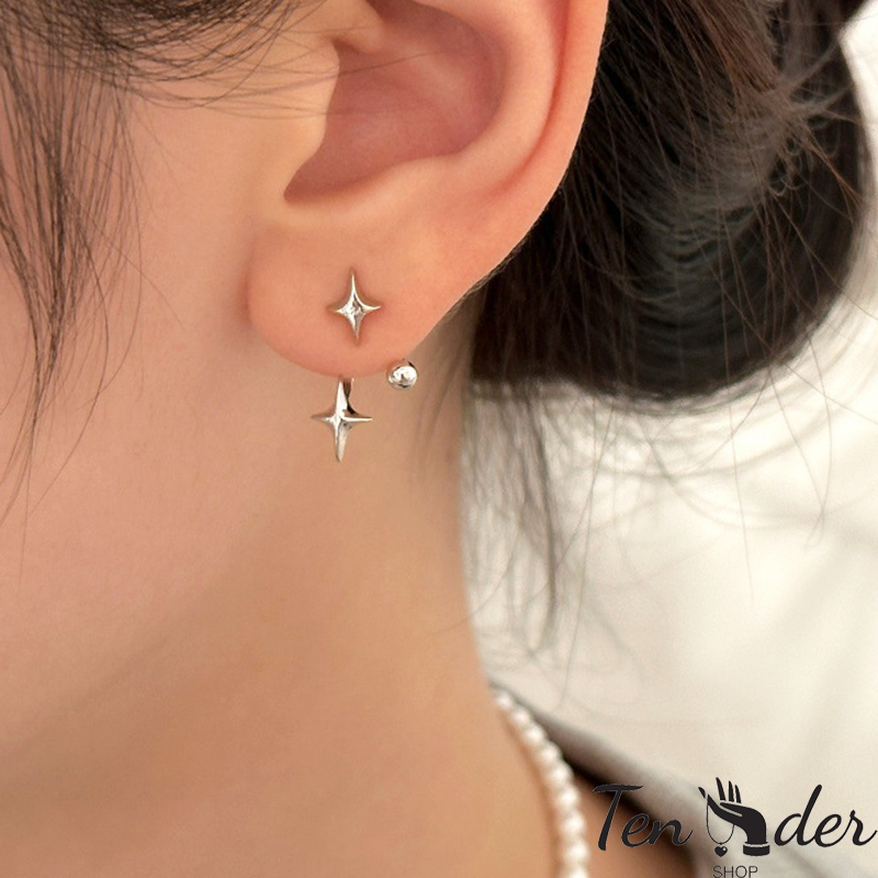 COD-ส่งเร็วจากไทย🎀﻿ต่างหูสตั๊ด ดาวสี่แฉก การออกแบบที่เป็นเอกลักษณ์ เครื่องประดับแฟชั่น สำหรับผู้หญิง-Ten