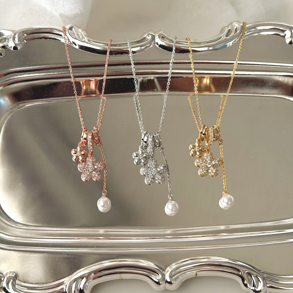 Socrush.bkk |  BLOSSOM PEARL necklace | SN-101 | สร้อยคอ ดอกไม้ จี้มุก