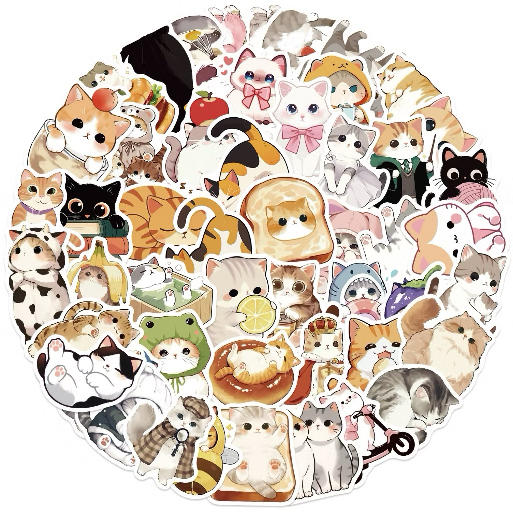 สติ๊กเกอร์ น้องแมวน่ารัก 288 น้องแมว 50ชิ้น น้องน่ารักมาก น้อง แมว น่ารัก cat เหมียว แมวส้ม แ ม ว เลีย ทราย กะบะ