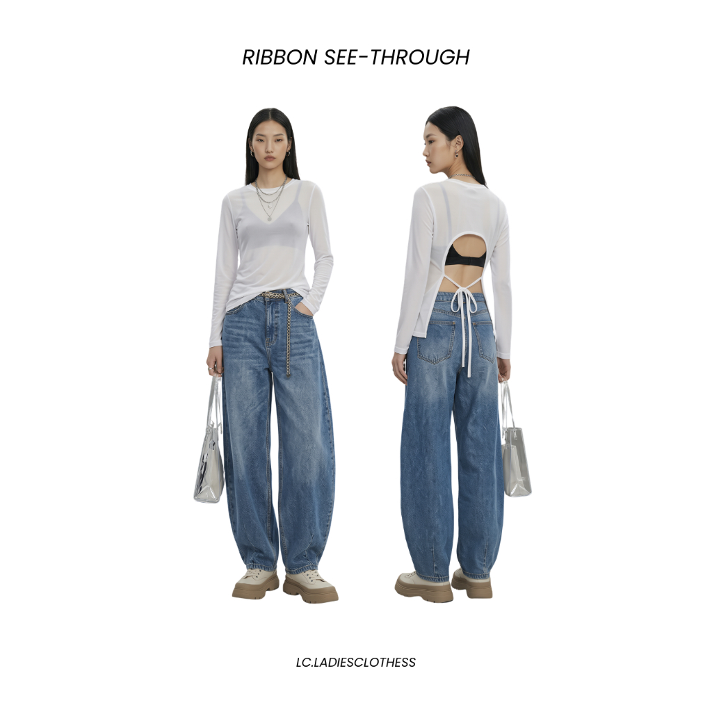 LC - Ribbon See-Through เสื้อซีทรูแขนยาวไปทะเล