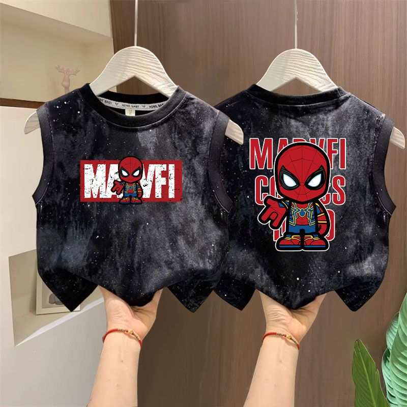 พร้อมส่ง ส่งจากไทย COD ผ้าฝ้าย100% เสื้อกล้ามเด็ก Spider-Man ลวดลายการ์ตูน มัดย้อม เสื้อกั๊ก แฟชั่น นุ่มสบาย 3-12ปี ราคา ถูกที่สุด ดีลบีเคเค แกลเลอรีภาพที่ 7