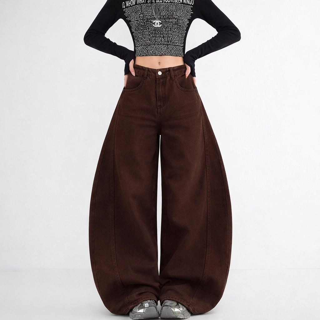 #501-1 (XS-9XL) jinjeans Barrel baggy Jeans ปลายขา 12-13.5 กางเกงยีนส์ทรงหลวม กระบอกใหญ่ ขากว้าง