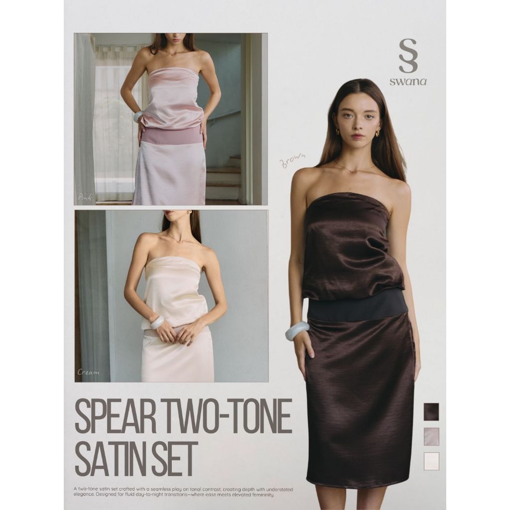 Swana.ss - Spear two-tone satin set [สเปียร์] XS-XL ชุดเซท เซ็ตผ้าซาตินสองโทนสี