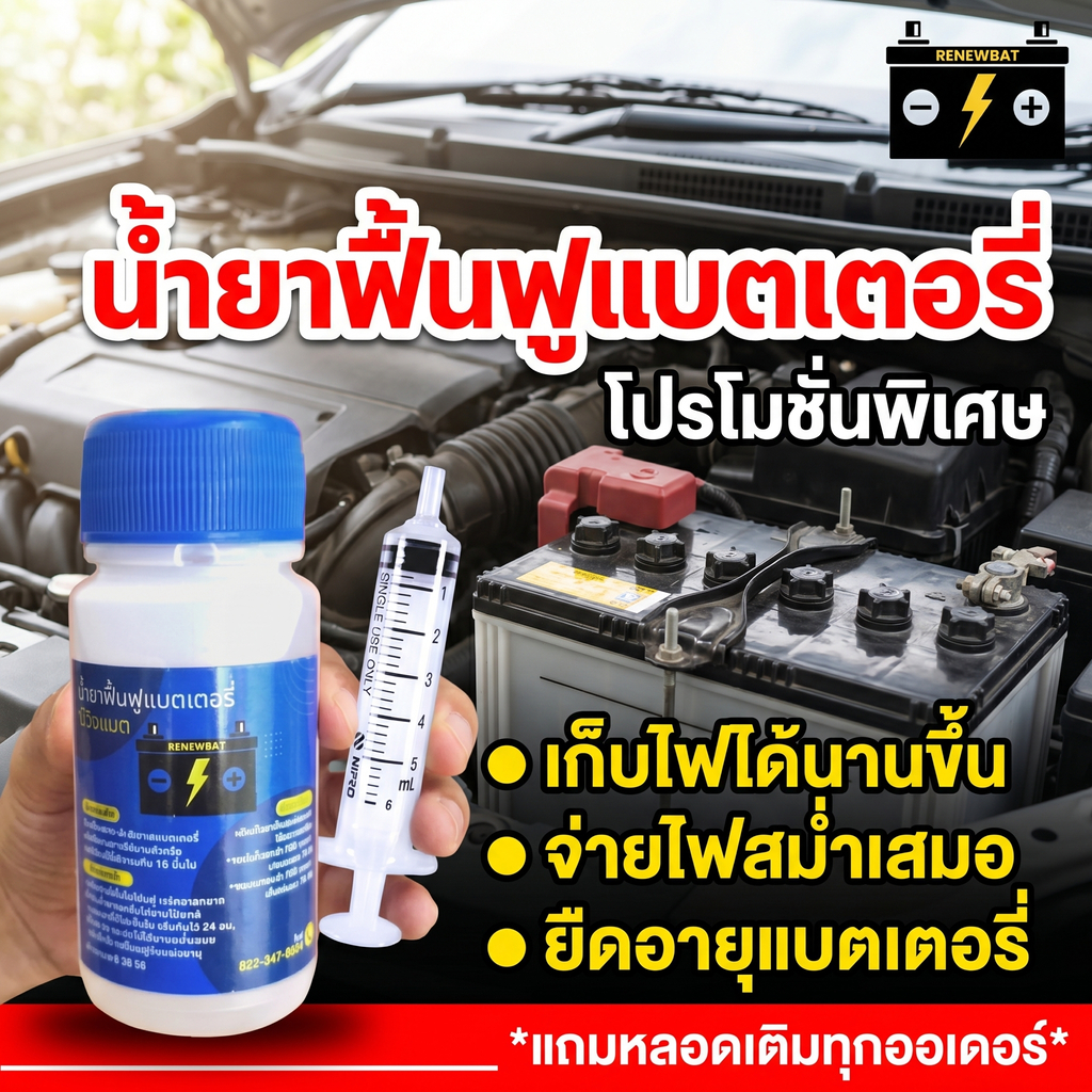 น้ำยาฟื้นฟูแบตรถยนต์ Renewbat ทางเลือกในการดูแลแบตเตอรี่ ช่วยลดปัญหาแบตอ่อน ใช้งานง่าย #31