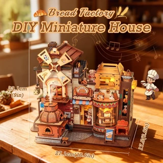 CUTEBEE เวิร์คช็อปทำขนมปัง บ้านตุ๊กตา DIY จิ๊กซอว์ไม้ 3D ของเล่นคลายเครียด（+ เครื่องกระจายกลิ่นหอม）