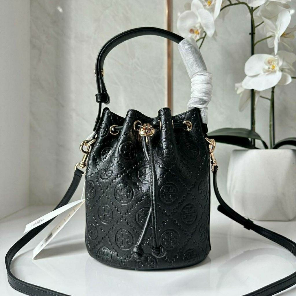 พร้อมส่ง กระเป๋าสะพายข้าง ทรงจีบ T0ry burch สีดำ สวยหรู