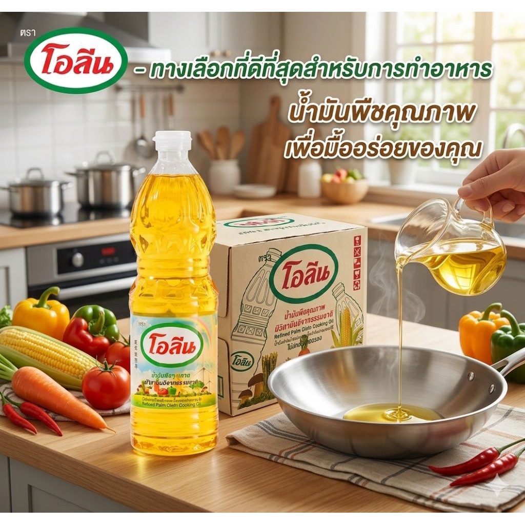 โอลีน Oleen น้ำมันปาล์ม 100% ยกลัง 12 ขวด ใสสะอาด ไม่เป็นไข (สินค้าขายดี)