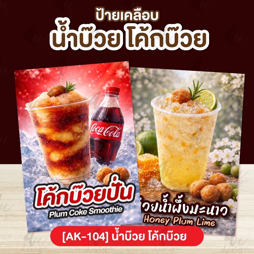 ป้ายเคลือบ น้ำบ๊วย โค้กบ๊วย [AK-104]