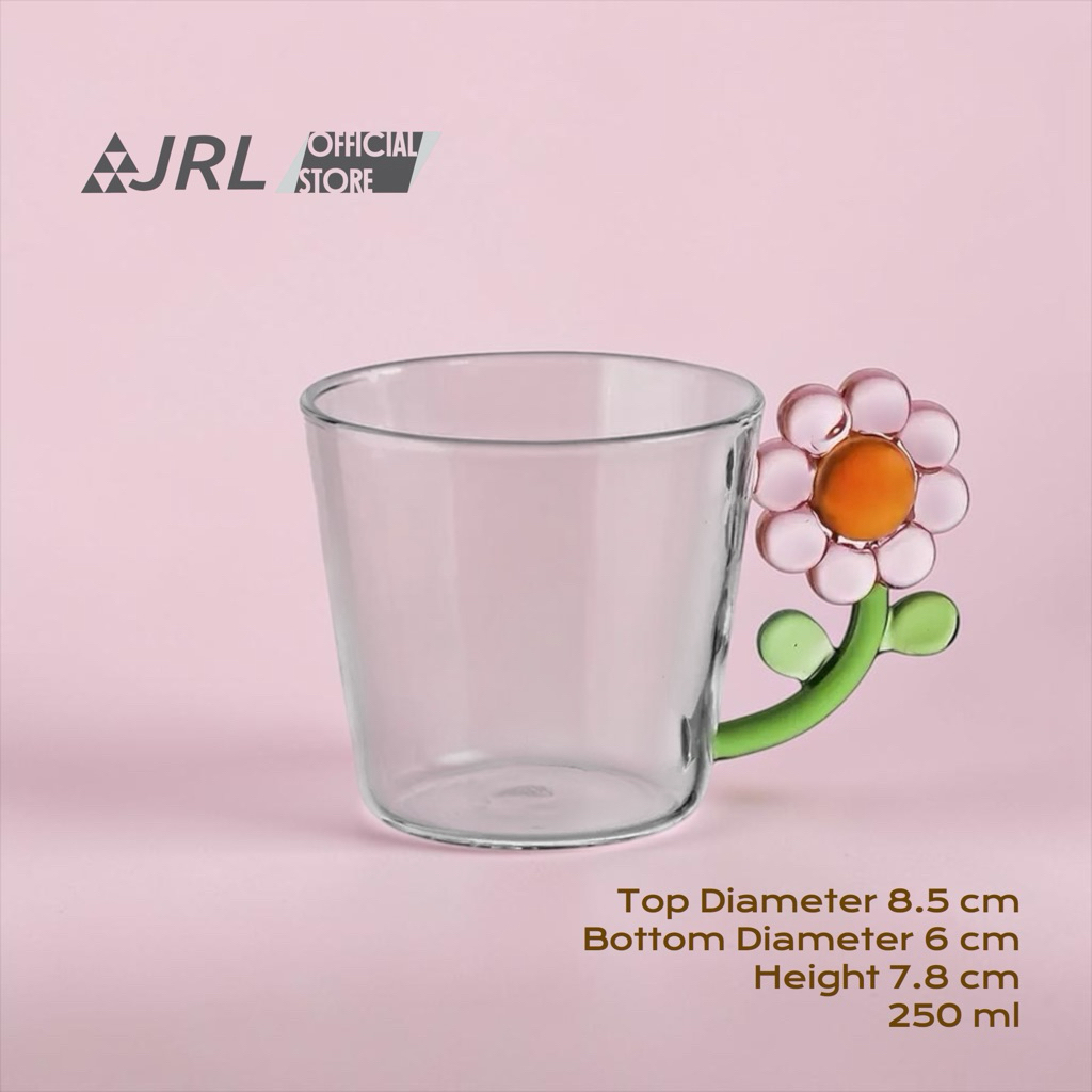 JRL แก้วหูจับดอกไม้ น่ารัก 250มล สำหรับใส่เครื่องดื่ม