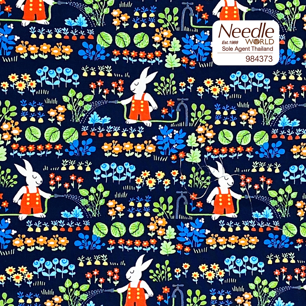 Cotton Fabric imported from the USA🇺🇸 ผ้าคอตตอนแท้ หน้ากว้าง 44 นิ้ว #984373 Bunny Garden