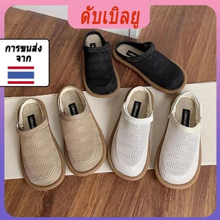 รองเท้าแตะผ้าลินินแฟชั่นสำหรับผู้หญิง สวมใส่สบาย ระบายอากาศได้ดี ผ้าตาข่าย แบบหัวเปิด ครึ่งสวม เหมาะสำหรับใช้งานกลางแจ้ง