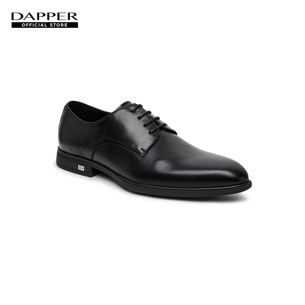DAPPER รองเท้าหนัง แบบผูกเชือก Plain Toe Derby สีดำ (HBK/BK/723DB)